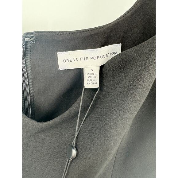 DRESS THE POPULATION Dress Size S Black NEW Midi $128 Classic Sleeveless - Picture 3 of 9